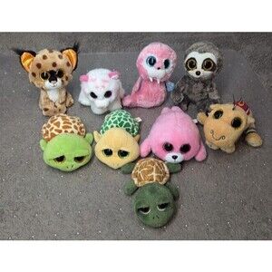 Ty Beanie Boos Plush Lot Of 9~Turtles, Camel, Seal, Sloth, Cats, Walrus
